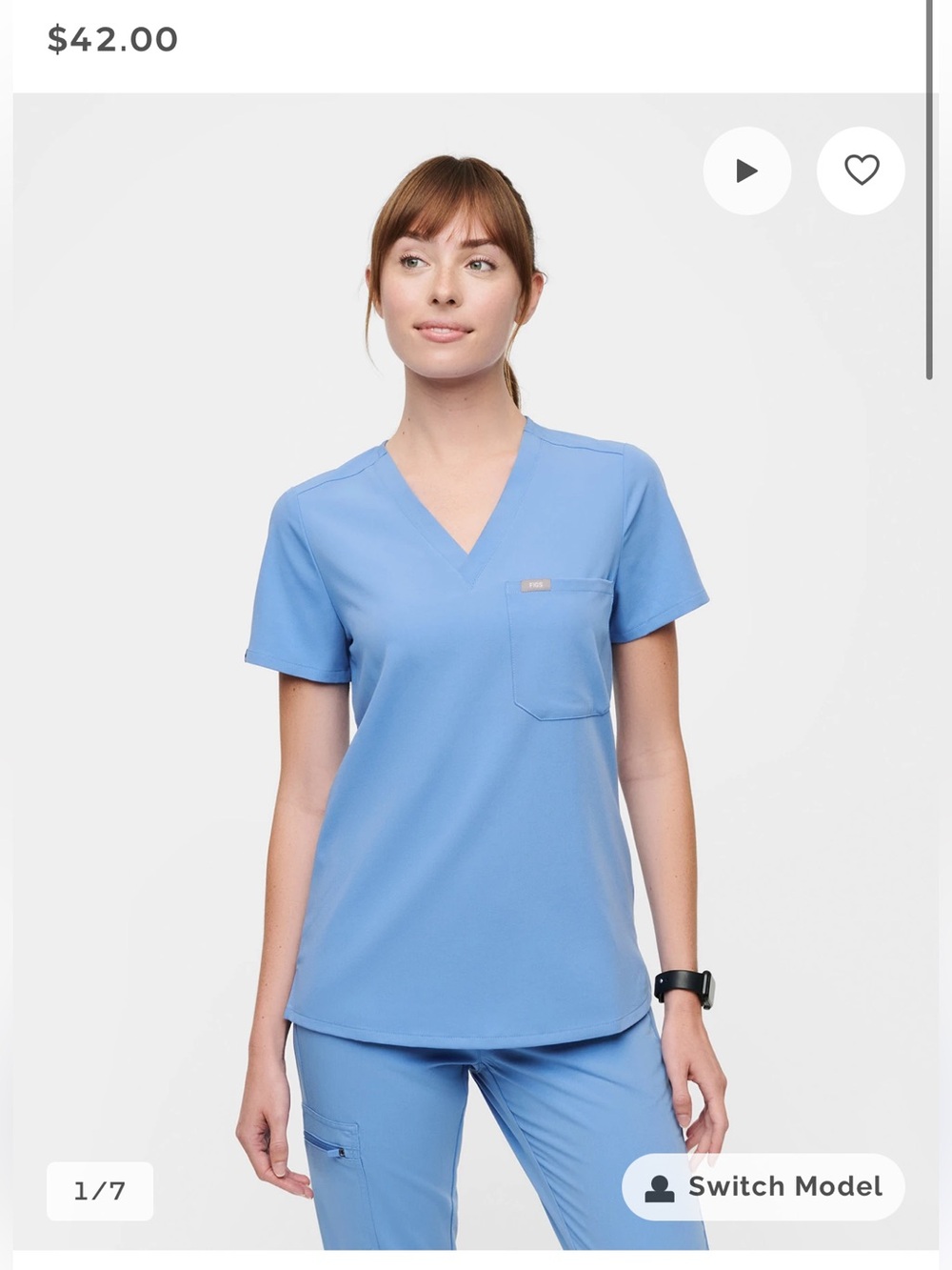 Figs Ceil Blue V-Neck Women’s Scrub Top